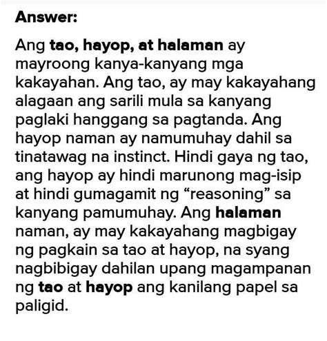 ano ang pagkakaiba ng hayop at tao brainly answer